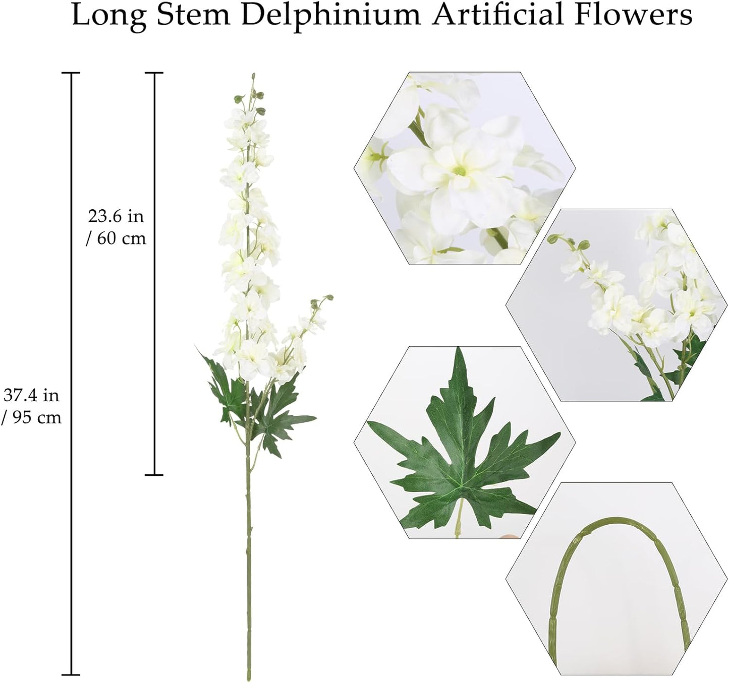 6Pcs Blue Delphinium Artificial Flowers 37.4’’ Faux Silk Larkspur Flowers Long Stem Artificial Flowers for Tall Vase Table Home Wedding Party Garden Decor(Blue)