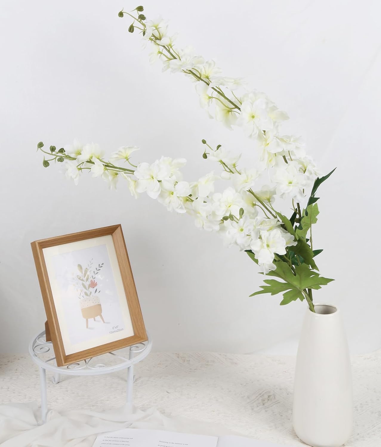 6Pcs Blue Delphinium Artificial Flowers 37.4’’ Faux Silk Larkspur Flowers Long Stem Artificial Flowers for Tall Vase Table Home Wedding Party Garden Decor(Blue)