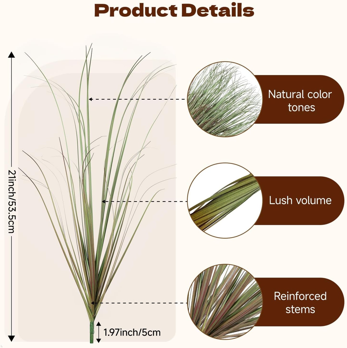 24Pcs Artificial Plants Outdoor, 21" Fake Shrubs Wheat Grass, Greenery Stems Onion Grass, UV Resistant Faux Tall Grass Plants for Garden Porch Window Box Indoor Home Decor (Green&Red)