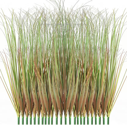 24Pcs Artificial Plants Outdoor, 21" Fake Shrubs Wheat Grass, Greenery Stems Onion Grass, UV Resistant Faux Tall Grass Plants for Garden Porch Window Box Indoor Home Decor (Green&Red)