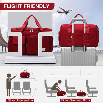 Small Gym Bag for Women, Travel Duffle Bag Carry On Weekender Bag with Shoe Compartment - Colors B