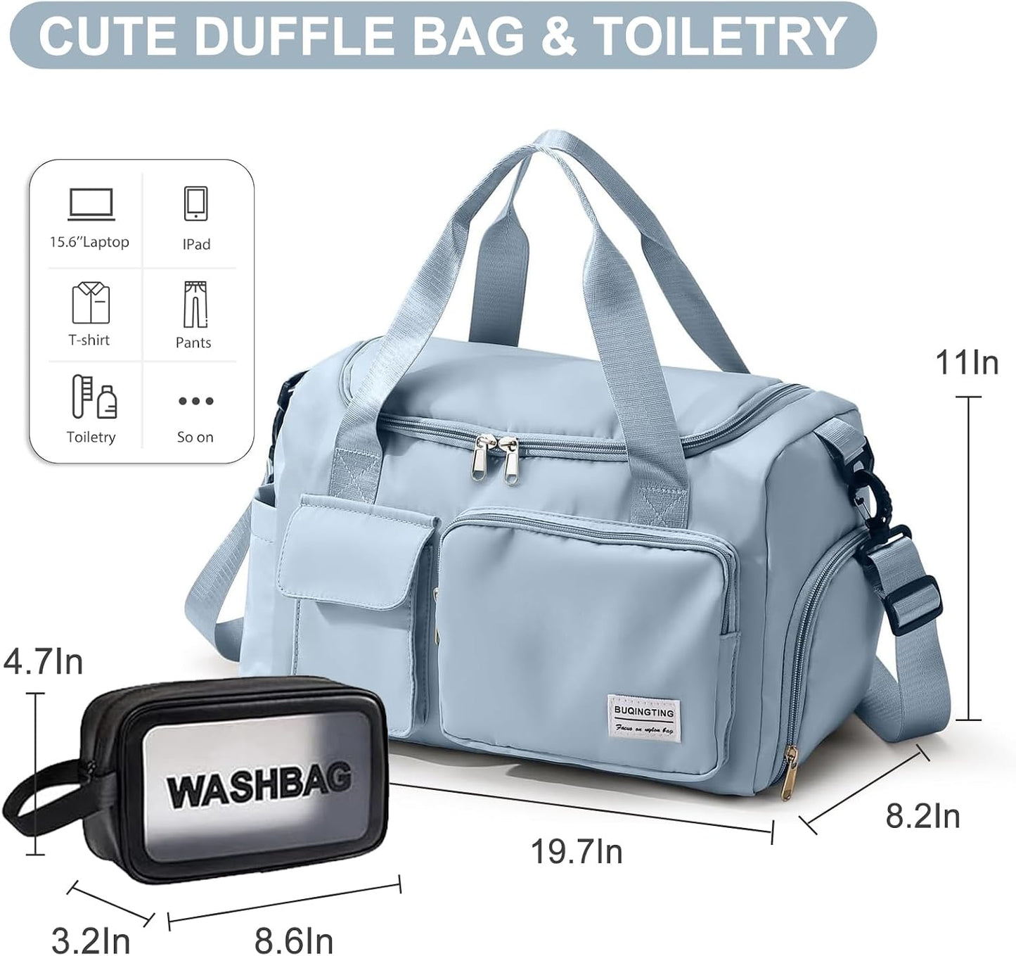 Small Gym Bag for Women, Travel Duffle Bag Carry On Weekender Bag with Shoe Compartment - Colors B