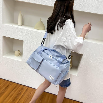 Small Gym Bag for Women, Travel Duffle Bag Carry On Weekender Bag with Shoe Compartment - Colors B
