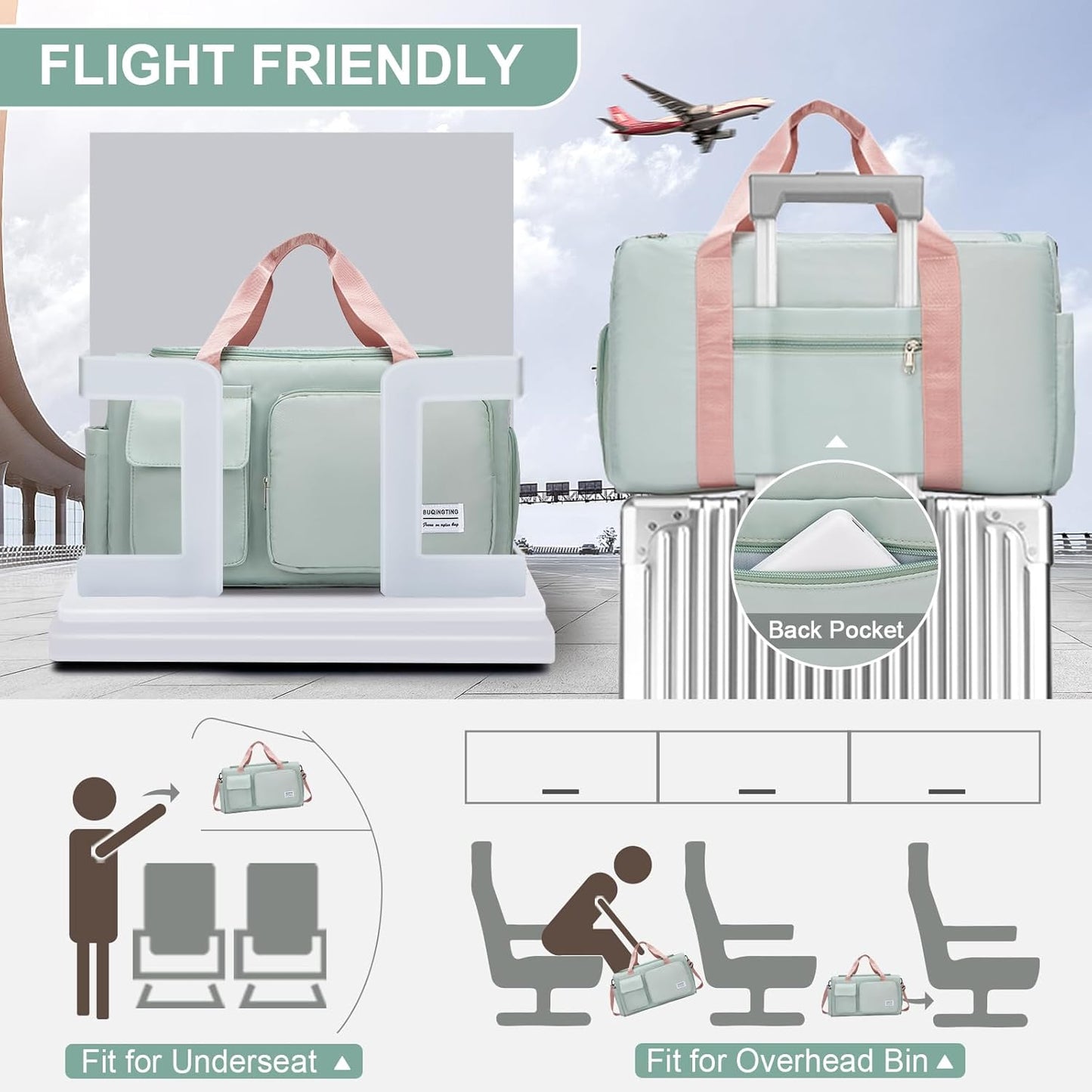Small Gym Bag for Women, Travel Duffle Bag Carry On Weekender Bag with Shoe Compartment - Colors B