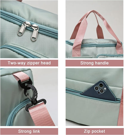 Small Gym Bag for Women, Travel Duffle Bag Carry On Weekender Bag with Shoe Compartment - Colors B