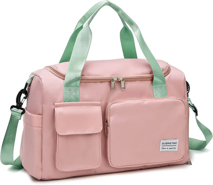 Small Gym Bag for Women, Travel Duffle Bag Carry On Weekender Bag with Shoe Compartment - Colors B