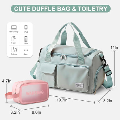Small Gym Bag for Women, Travel Duffle Bag Carry On Weekender Bag with Shoe Compartment - Colors B