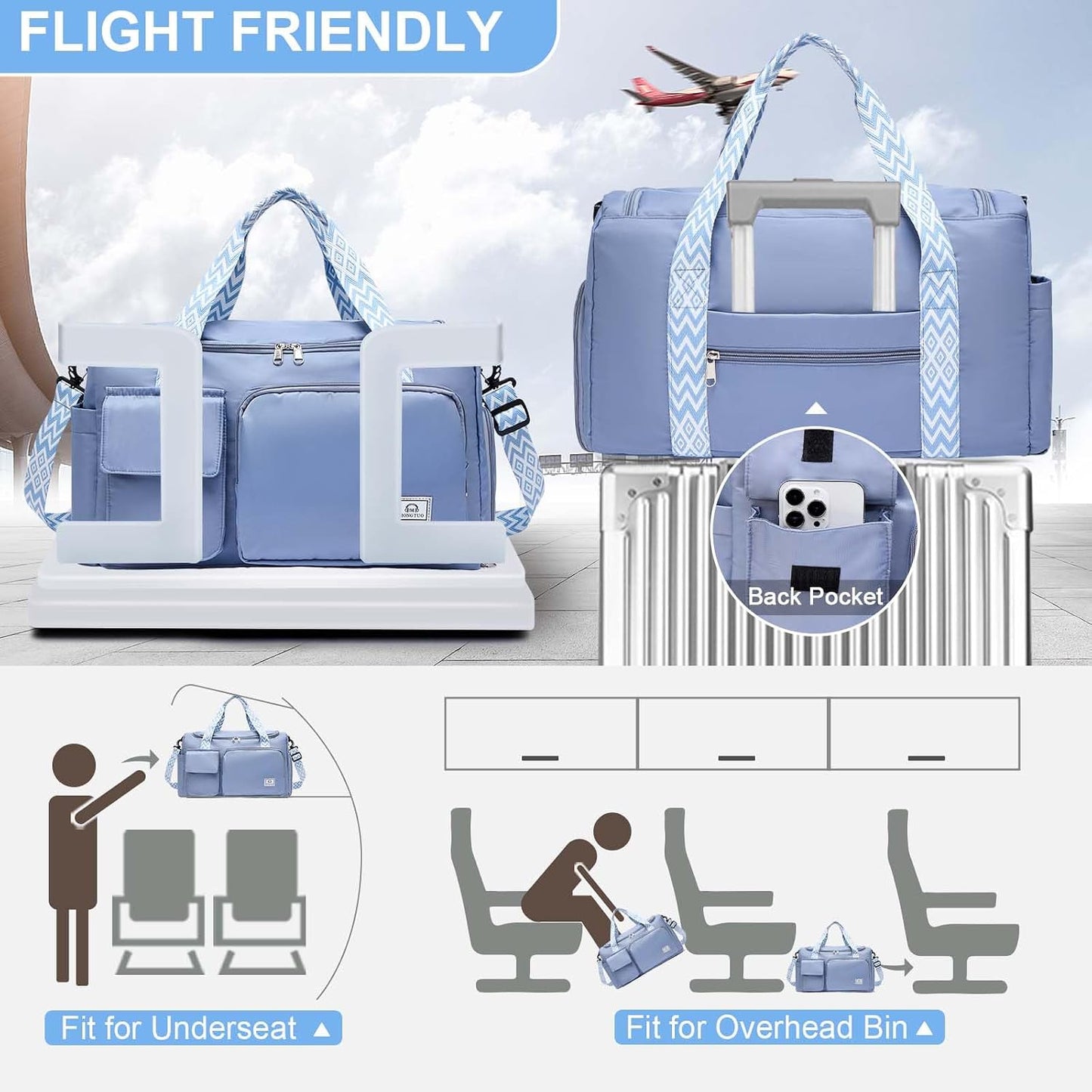 Small Gym Bag for Women, Travel Duffle Bag Carry On Weekender Bag with Shoe Compartment - Colors B