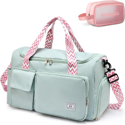 Small Gym Bag for Women, Travel Duffle Bag Carry On Weekender Bag with Shoe Compartment - Colors B