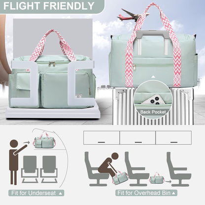 Small Gym Bag for Women, Travel Duffle Bag Carry On Weekender Bag with Shoe Compartment - Colors B
