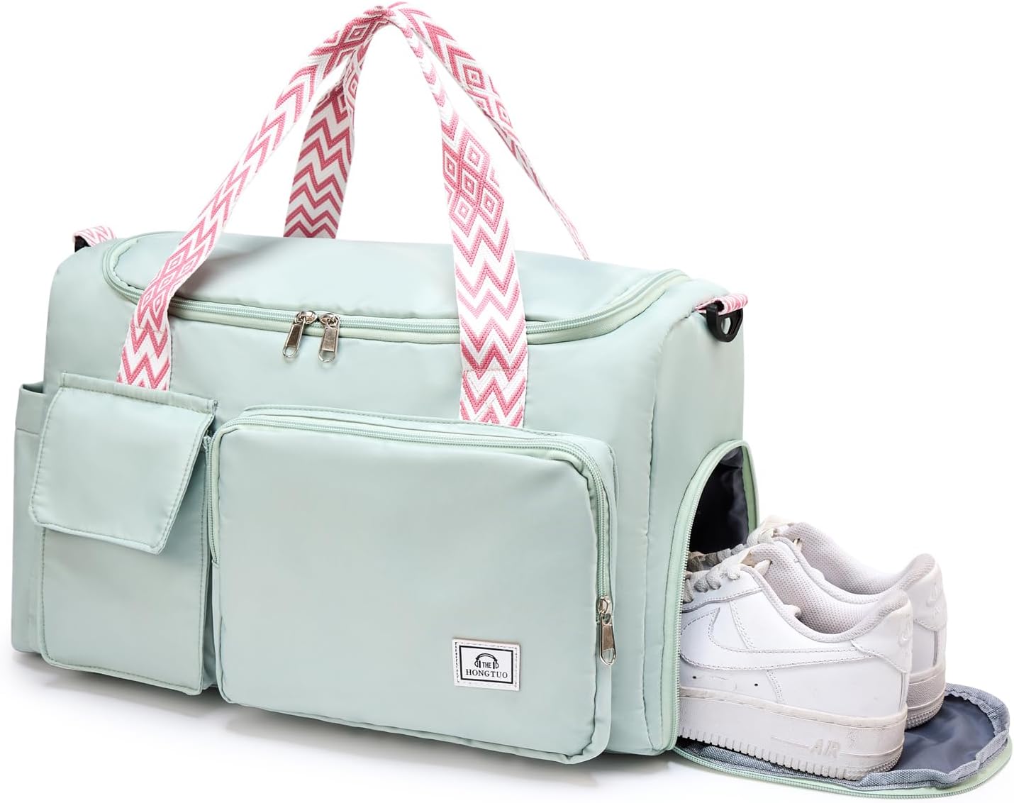 Small Gym Bag for Women, Travel Duffle Bag Carry On Weekender Bag with Shoe Compartment - Colors B