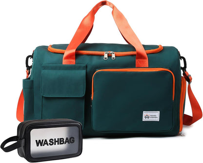 Small Gym Bag for Women, Travel Duffle Bag Carry On Weekender Bag with Shoe Compartment - Colors B