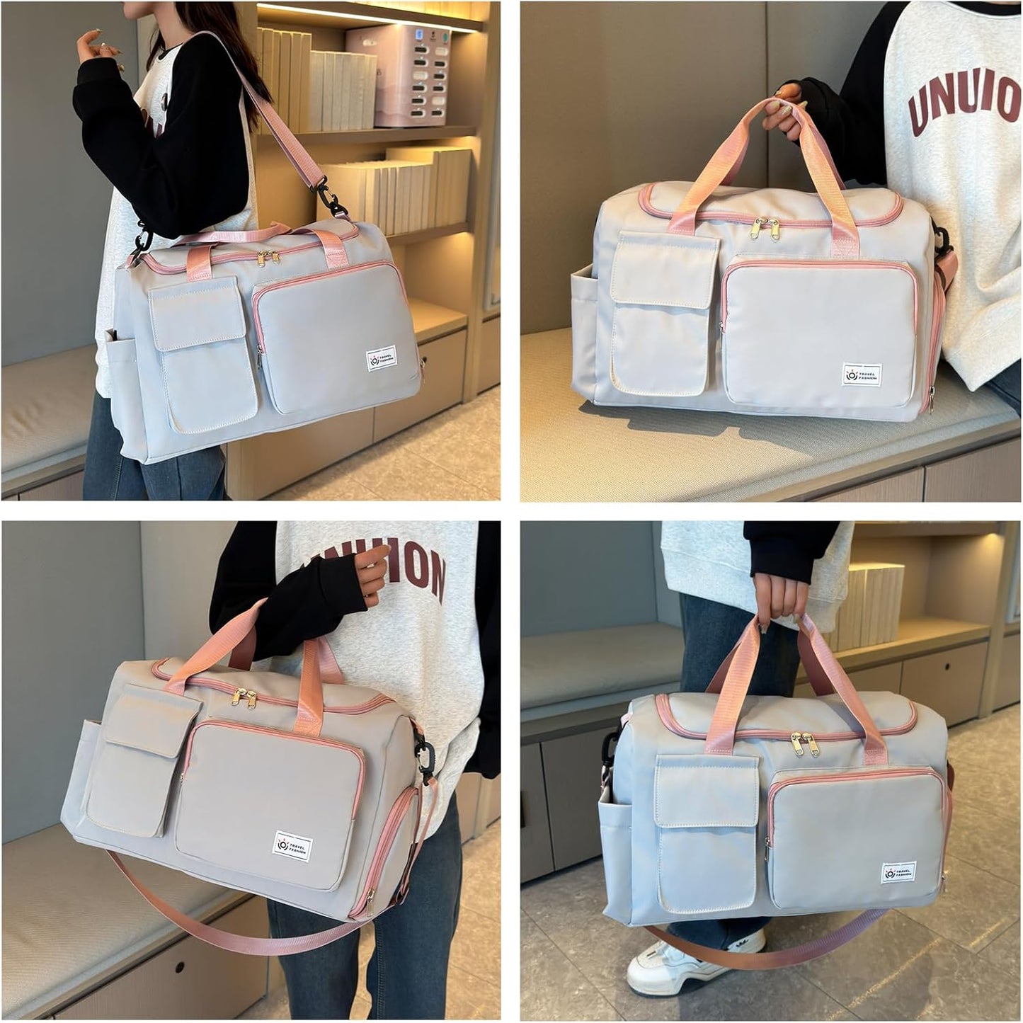 Small Gym Bag for Women, Travel Duffle Bag Carry On Weekender Bag with Shoe Compartment - Colors B