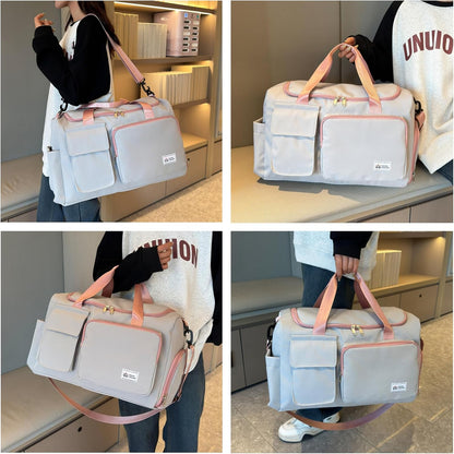 Small Gym Bag for Women, Travel Duffle Bag Carry On Weekender Bag with Shoe Compartment - Colors B