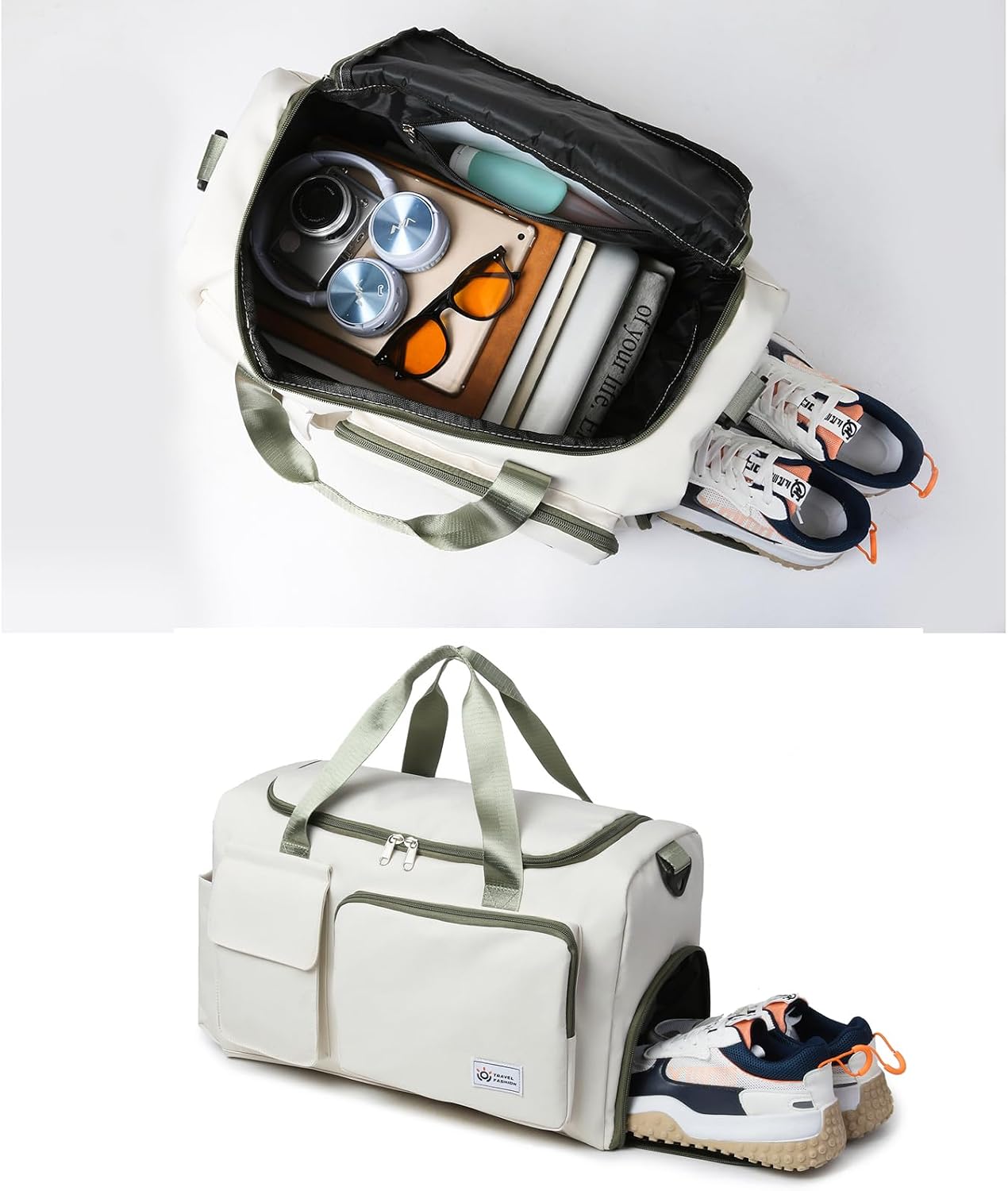 Small Gym Bag for Women, Travel Duffle Bag Carry On Weekender Bag with Shoe Compartment - Colors B
