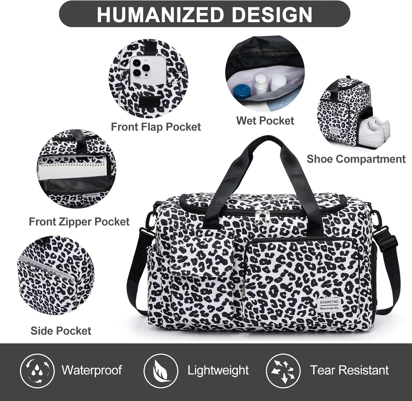 Small Gym Bag for Women, Travel Duffle Bag Carry On Weekender Bag with Shoe Compartment - Colors B