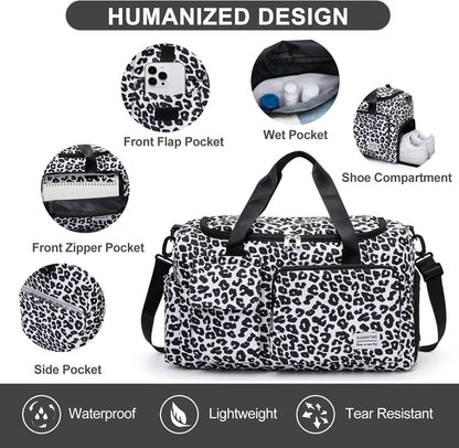 Small Gym Bag for Women, Travel Duffle Bag Carry On Weekender Bag with Shoe Compartment - Colors B