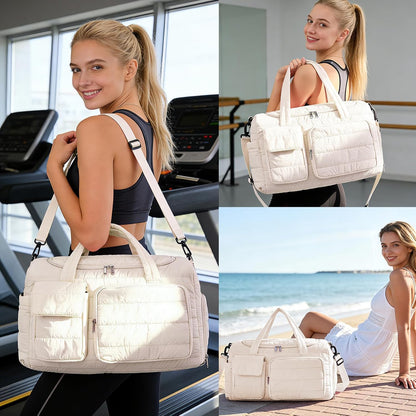 Small Gym Bag for Women, Travel Duffle Bag Carry On Weekender Bag with Shoe Compartment - Colors B