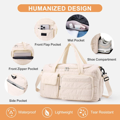 Small Gym Bag for Women, Travel Duffle Bag Carry On Weekender Bag with Shoe Compartment - Colors B