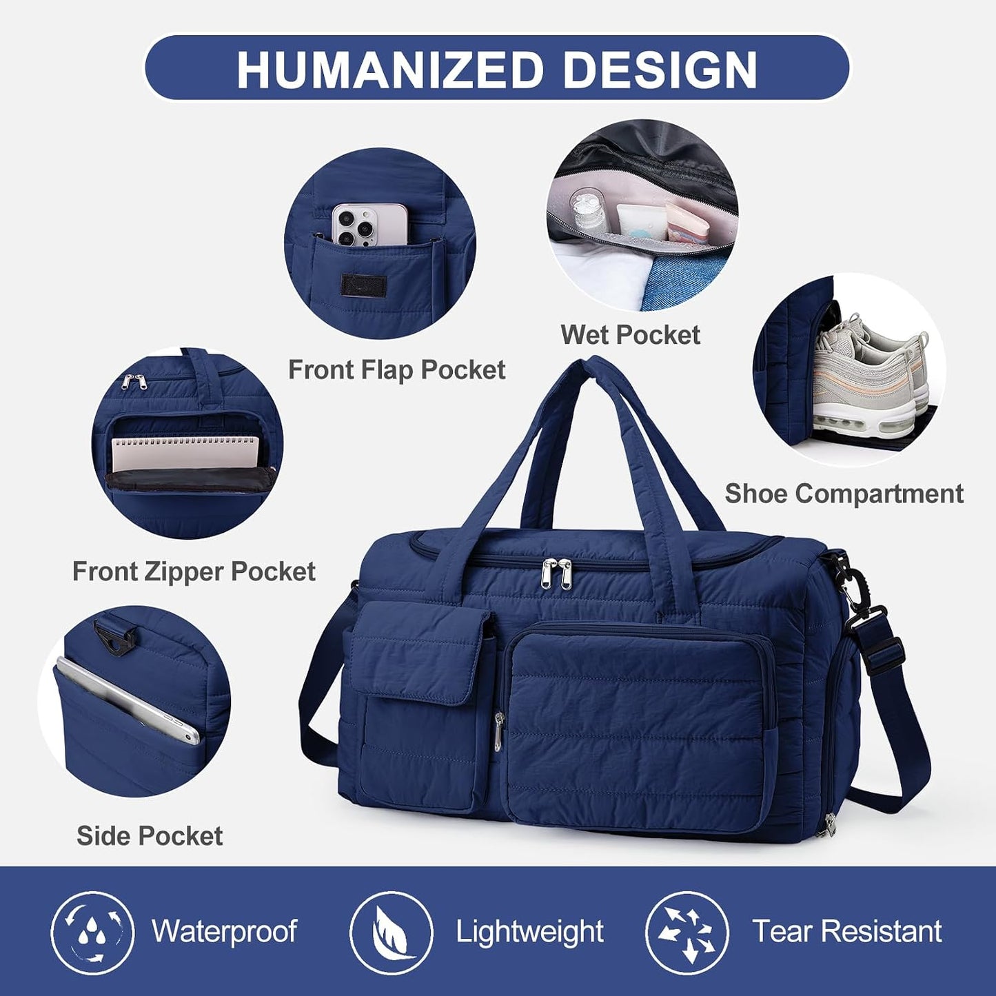 Small Gym Bag for Women, Travel Duffle Bag Carry On Weekender Bag with Shoe Compartment - Colors B