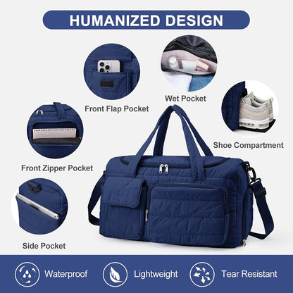 Small Gym Bag for Women, Travel Duffle Bag Carry On Weekender Bag with Shoe Compartment - Colors B