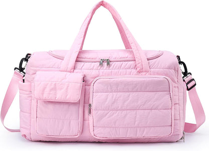 Small Gym Bag for Women, Travel Duffle Bag Carry On Weekender Bag with Shoe Compartment - Colors B