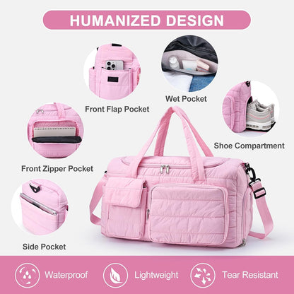 Small Gym Bag for Women, Travel Duffle Bag Carry On Weekender Bag with Shoe Compartment - Colors B