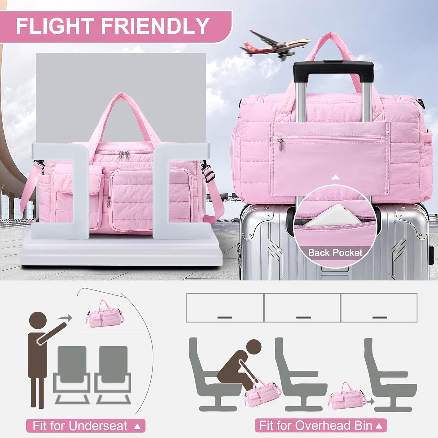Small Gym Bag for Women, Travel Duffle Bag Carry On Weekender Bag with Shoe Compartment - Colors B