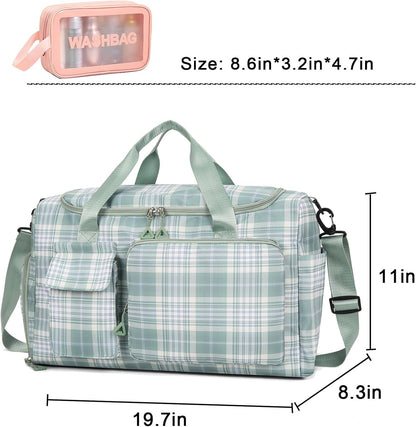 Small Gym Bag for Women, Travel Duffle Bag Carry On Weekender Bag with Shoe Compartment - Colors B