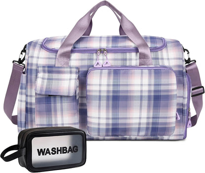 Small Gym Bag for Women, Travel Duffle Bag Carry On Weekender Bag with Shoe Compartment - Colors B