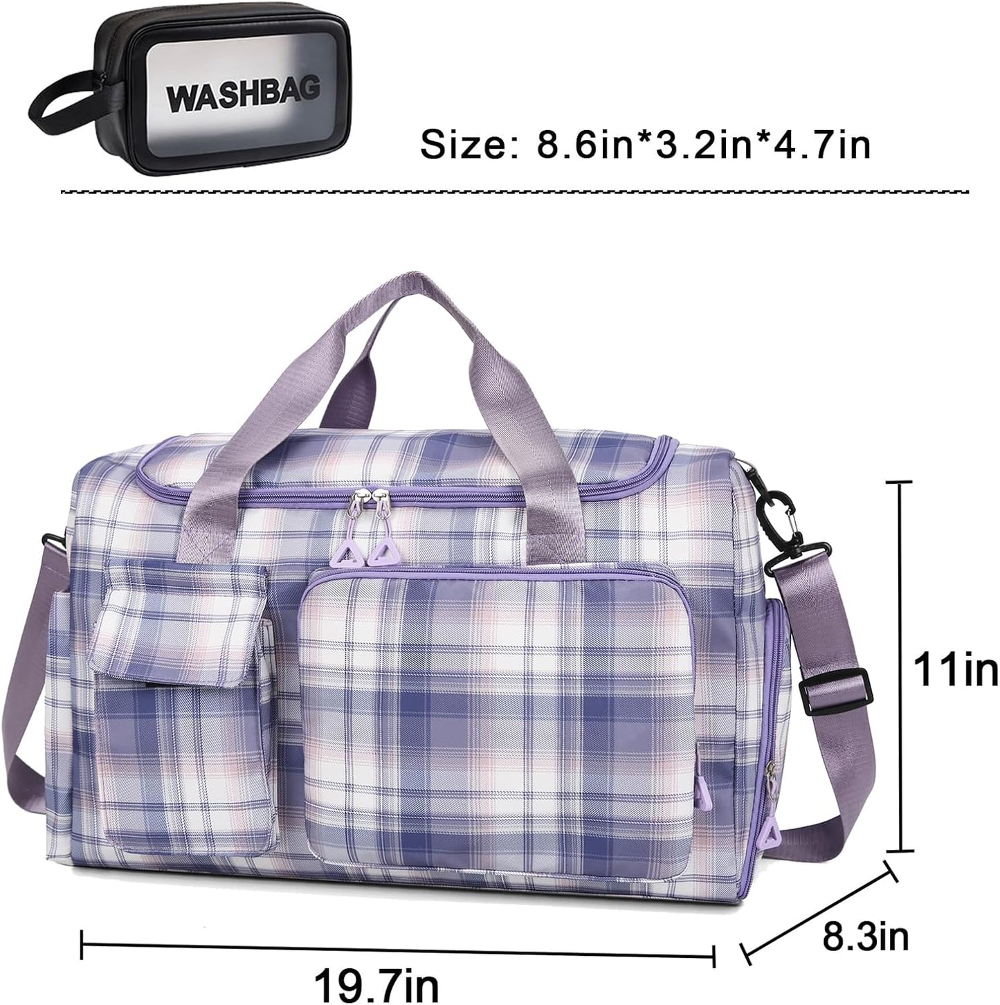 Small Gym Bag for Women, Travel Duffle Bag Carry On Weekender Bag with Shoe Compartment - Colors B
