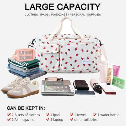 Small Gym Bag for Women, Travel Duffle Bag Carry On Weekender Bag with Shoe Compartment - Colors B