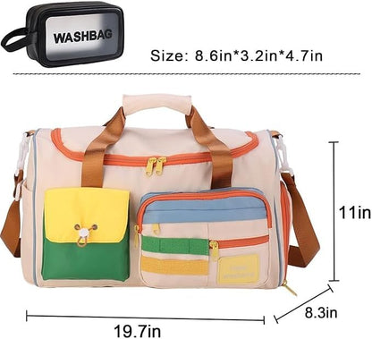 Small Gym Bag for Women, Travel Duffle Bag Carry On Weekender Bag with Shoe Compartment - Colors B