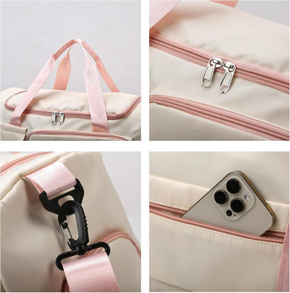 Small Gym Bag for Women, Travel Duffle Bag Carry On Weekender Bag with Shoe Compartment - Colors B