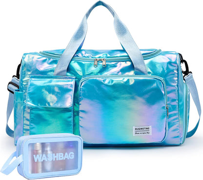 Small Gym Bag for Women, Travel Duffle Bag Carry On Weekender Bag with Shoe Compartment - Colors B