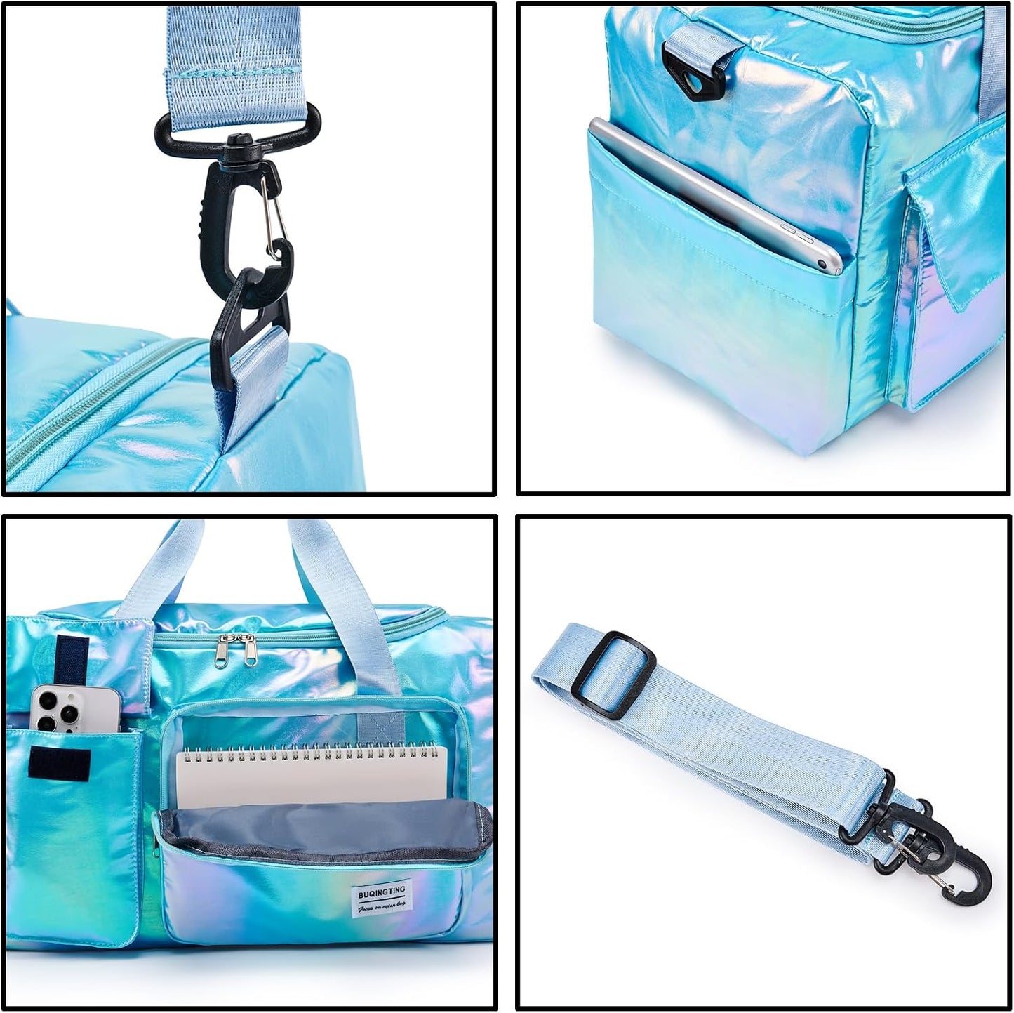 Small Gym Bag for Women, Travel Duffle Bag Carry On Weekender Bag with Shoe Compartment - Colors B