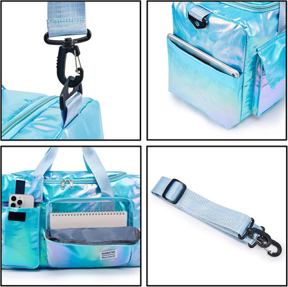Small Gym Bag for Women, Travel Duffle Bag Carry On Weekender Bag with Shoe Compartment - Colors B