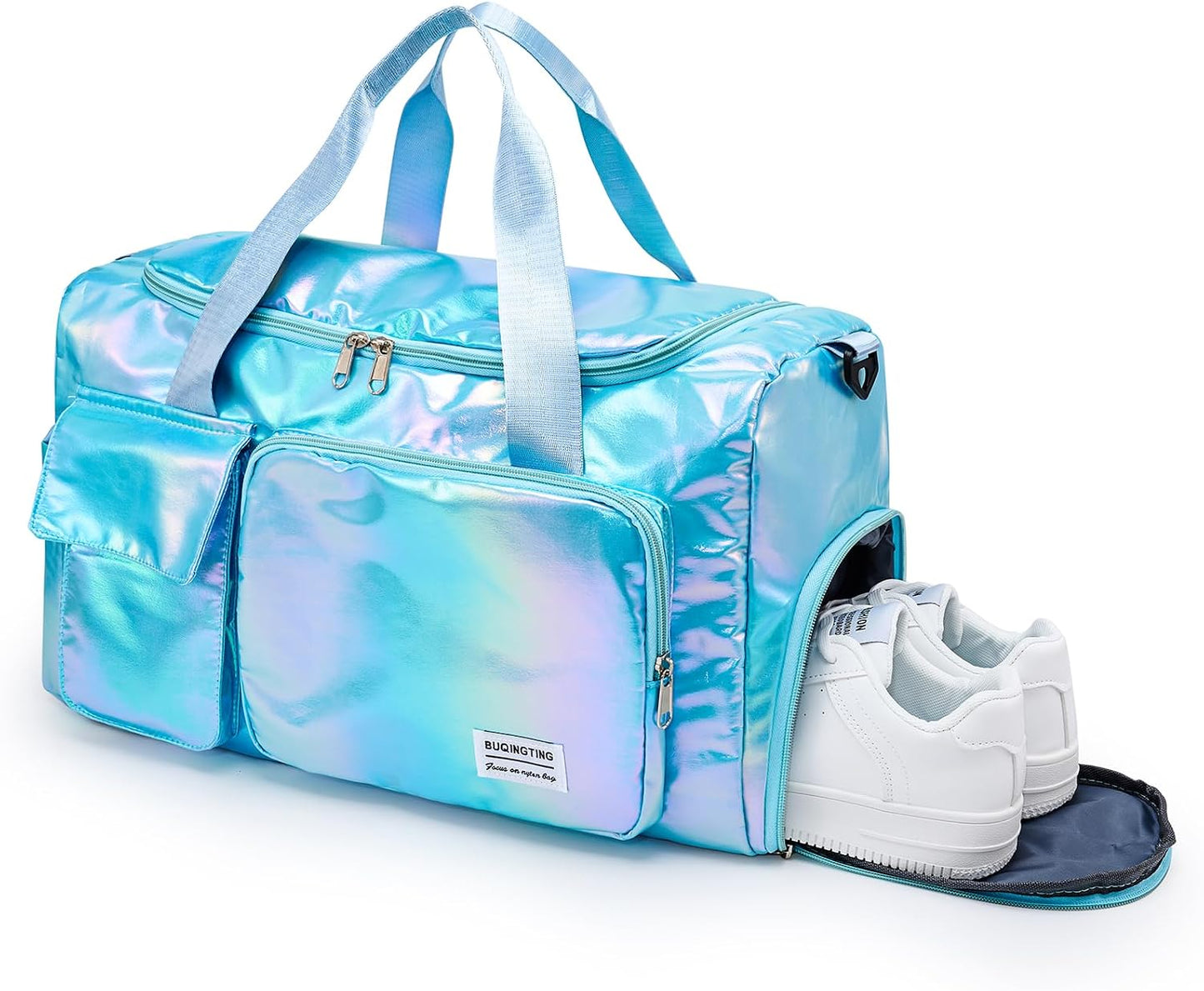 Small Gym Bag for Women, Travel Duffle Bag Carry On Weekender Bag with Shoe Compartment - Colors B