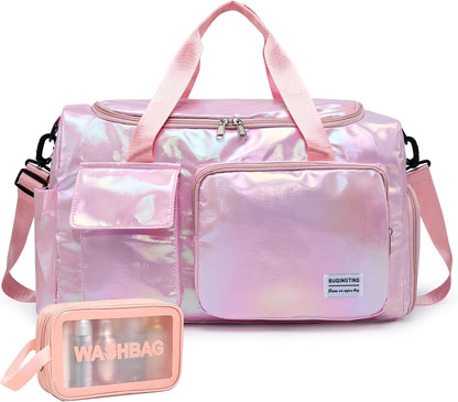 Small Gym Bag for Women, Travel Duffle Bag Carry On Weekender Bag with Shoe Compartment - Colors B