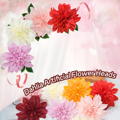 12 Pcs 3.9 inch Fake Dahlia Stemless Flower Heads