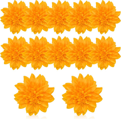 12 Pcs 3.9 inch Fake Dahlia Stemless Flower Heads