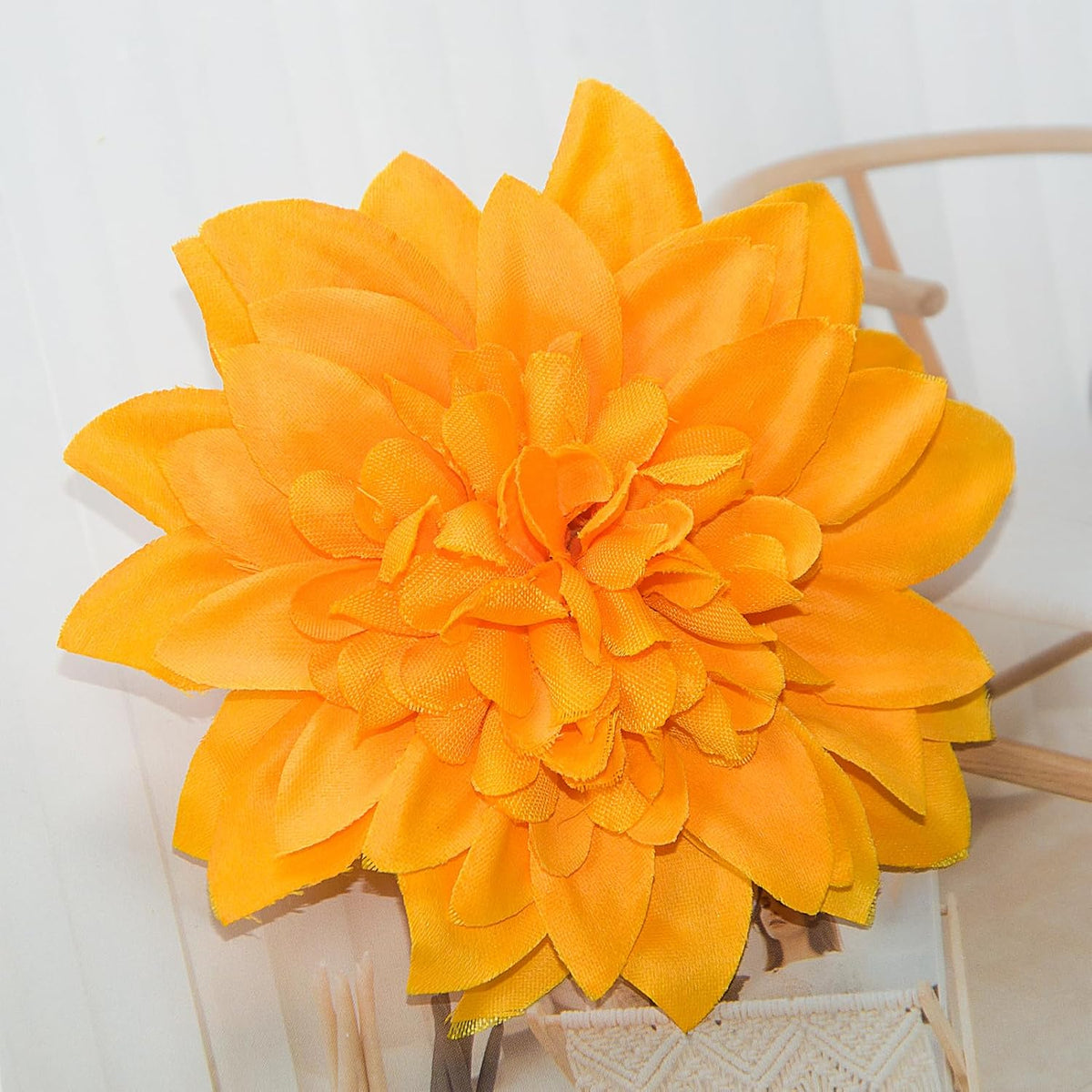 12 Pcs 3.9 inch Fake Dahlia Stemless Flower Heads