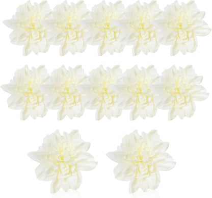 12 Pcs 3.9 inch Fake Dahlia Stemless Flower Heads