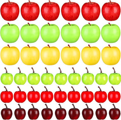 99 Pcs Realistic Fake Apples Mix 6 Styles Artificial Plastic Apples | Faux Apples Decorative Fruits Foam Fall Decpration for House Home Kitchen Photography Teacher Appreciation Week Decor Party
