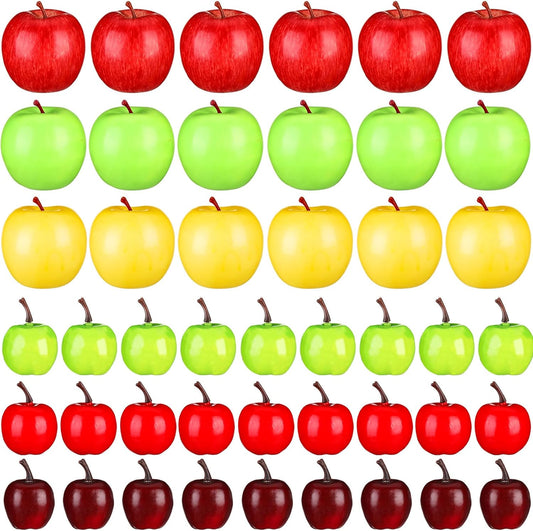 99 Pcs Realistic Fake Apples Mix 6 Styles Artificial Plastic Apples | Faux Apples Decorative Fruits Foam Fall Decpration for House Home Kitchen Photography Teacher Appreciation Week Decor Party