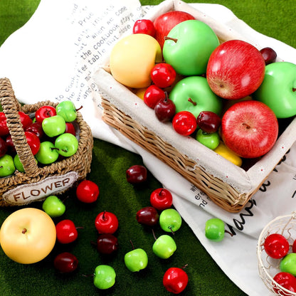 99 Pcs Realistic Fake Apples Mix 6 Styles Artificial Plastic Apples | Faux Apples Decorative Fruits Foam Fall Decpration for House Home Kitchen Photography Teacher Appreciation Week Decor Party