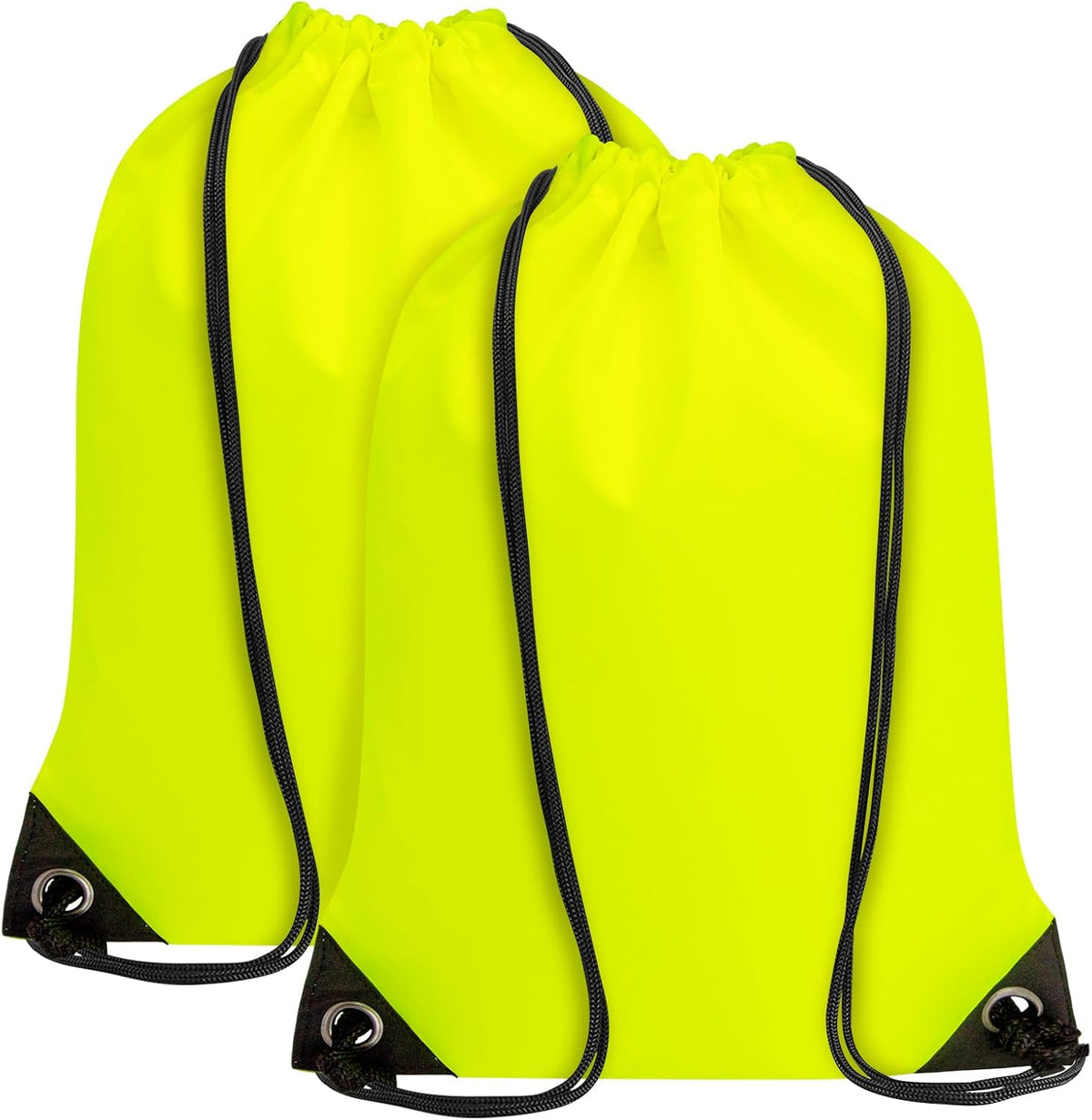 2PCS Drawstring Bags Bulk, String Backpack for Men Women, Cinch Bag Draw String Back Bag for Gym, Sports, Travel (2, Bright Yellow)