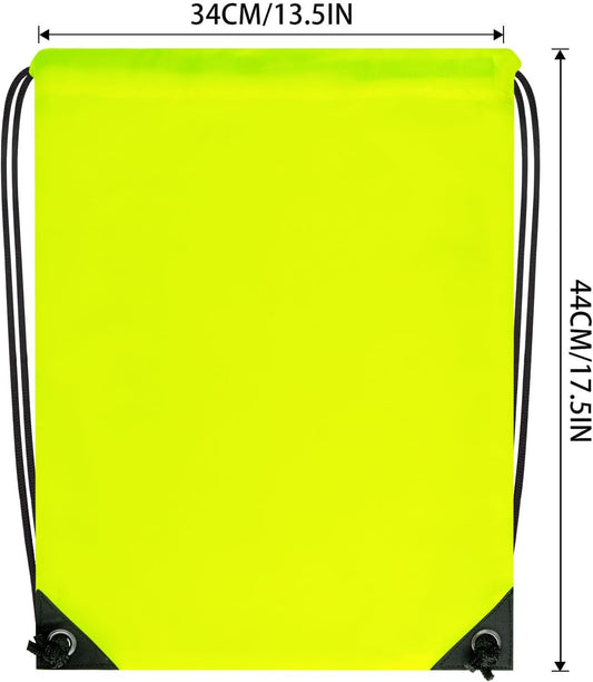 2PCS Drawstring Bags Bulk, String Backpack for Men Women, Cinch Bag Draw String Back Bag for Gym, Sports, Travel (2, Bright Yellow)