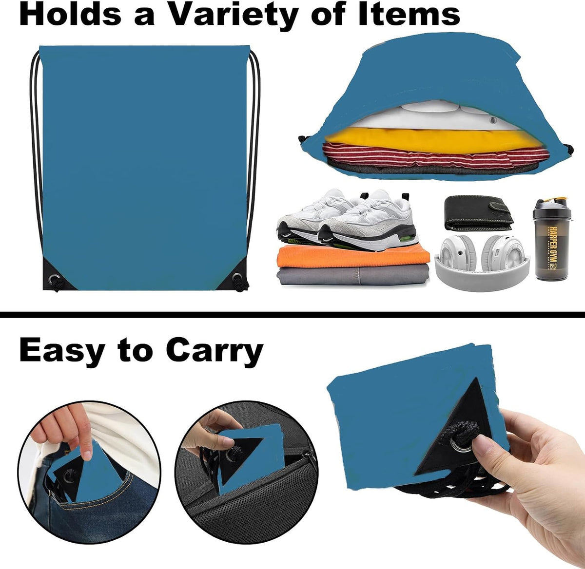2PCS Drawstring Bags Bulk, String Backpack for Men Women, Cinch Bag Draw String Back Bag for Gym, Sports, Travel (2, Bright Yellow)
