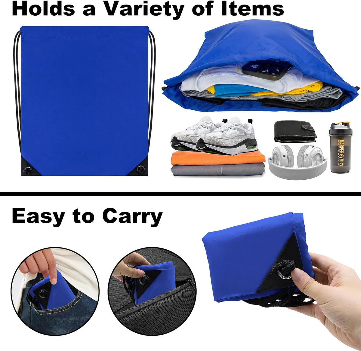 2PCS Drawstring Bags Bulk, String Backpack for Men Women, Cinch Bag Draw String Back Bag for Gym, Sports, Travel (2, Bright Yellow)